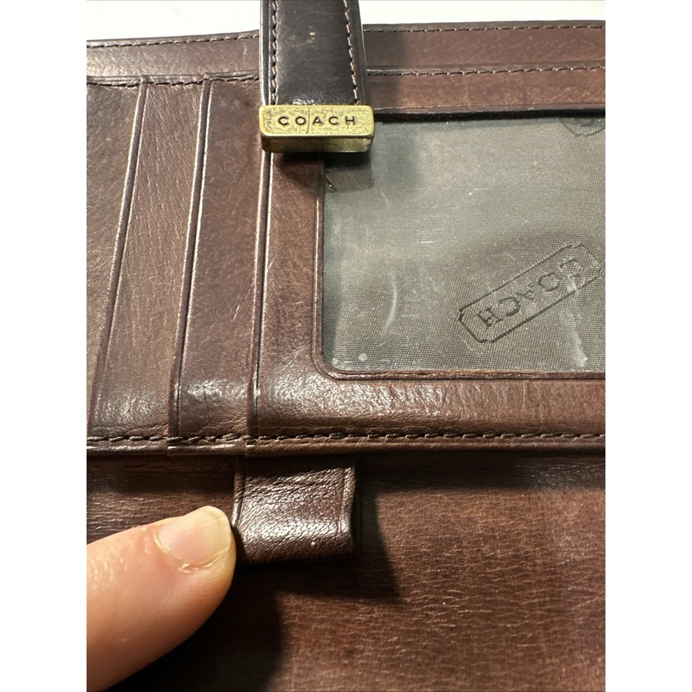 RARE COACH Vintage Brown Leather Wallet Organizer Checkbook Coin Purse Gold Tone - Picture 11 of 16